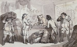 La oficina de reservas de coches: Thomas Rowlandson y Henry Wigstead reservando su pasaje de Thomas Rowlandson