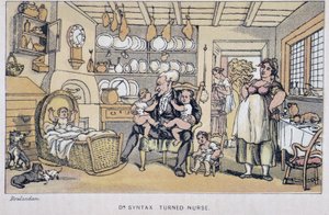 El Doctor cuidando niños - en “Los tres viajes del Doctor Syntax: en busca del pintoresco consuelo y una esposa” de William Combe, ill. Rowlandson