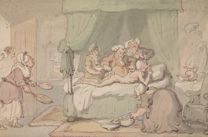 «El doctor presenta contusiones tan graves que se considera necesario aplicarle ventosas» de Thomas Rowlandson