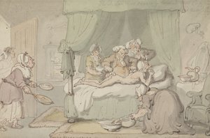 El doctor está tan severamente magullado que se juzga necesario hacerle ventosas, c.1810