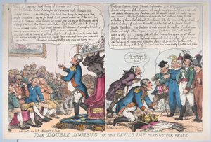 El doble engaño o el diablillo rezando por la paz, 1 de enero de 1814 de Thomas Rowlandson