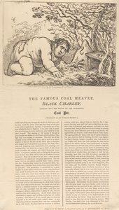 El famoso cargador de carbón, Black Charley, asomándose a la boca de la maravillosa mina de carbón de Thomas Rowlandson