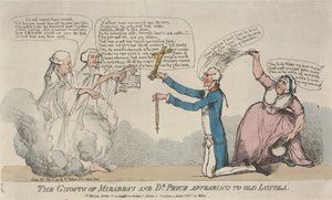 Las apariciones de los fantasmas de Mirabeau y del doctor Price ante el anciano Loyola de Thomas Rowlandson