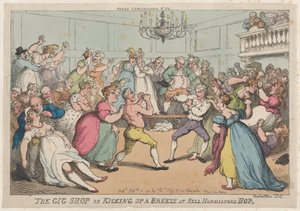 La tienda de carruajes o levantando una brisa en el baile de Nell Hamilton, 16 de febrero de 1811 de Thomas Rowlandson
