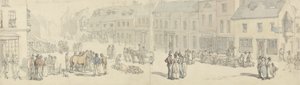 La Calle Mayor en día de mercado, Newport, Isla de Wight, c.1797-1800 (pluma y tinta y acuarela sobre papel)