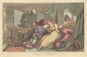 La luna de miel La danza inglesa de la muerte, placa 13, 1 de agosto de 1814 de Thomas Rowlandson