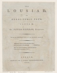 La Lousiad por Peter Pindar, Frontispicio