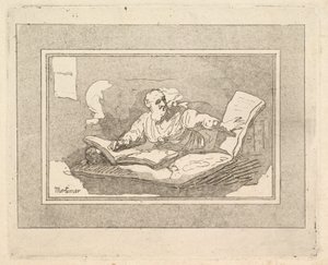El filósofo anciano barbudo copiando libro, 1783-87