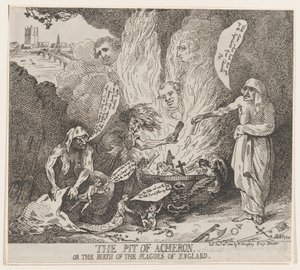 El pozo de Aqueronte o El nacimiento de las plagas de Inglaterra de Thomas Rowlandson