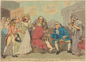 «La reconciliación», o «El regreso de Escocia» de Thomas Rowlandson