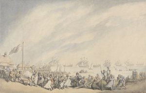 El regreso de la flota a Great Yarmouth después de la derrota de los holandeses en 1797, c.1797 de Thomas Rowlandson