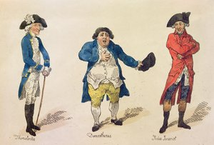 Los candidatos rivales, frontispicio en el libro Historia de la Elección de Westminster... por Amantes de la Verdad y la Justicia, Londres, 1784 de Thomas Rowlandson
