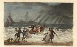La Fiesta del Agua: turistas abandonan un viaje por mar debido al mal tiempo de Thomas Rowlandson