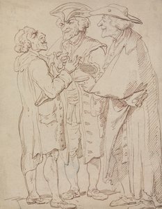 Tres figuras de cuerpo entero de hombres hablando de Thomas Rowlandson