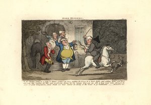 Hombre borracho montando un caballo de espaldas de Thomas Rowlandson