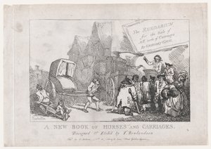 Página de título: Un nuevo libro de caballos y carruajes, o, El Rhedarium para la venta de todo tipo..., 1784 de Thomas Rowlandson