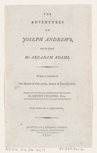 Página de título: Las aventuras de Joseph Andrews y su amigo el Sr. Abraham Adams, 1792 de Thomas Rowlandson