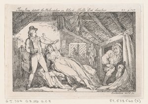 Tom Jones detecta al filósofo en la cámara de Black Moll, La historia de Tom Jones, 1792 de Thomas Rowlandson