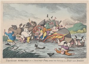 Viajero refrescado en una piscina estancada [sic] después de las fatigas de un día polvoriento, 1 de febrero de 1809 de Thomas Rowlandson