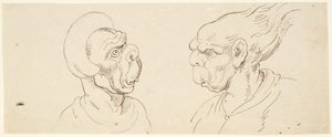 Dos caricaturas: cabezas de hombre