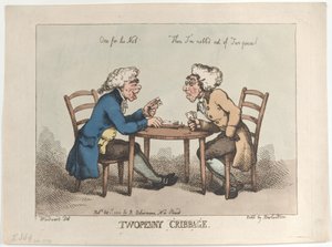 Cribbage de dos peniques, [1 de octubre de 1799], reeditado 1810 de Thomas Rowlandson