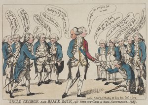 El tío George y Black Dick en su nueva partida de «volante naval» de Thomas Rowlandson