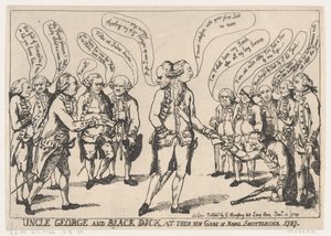 Tío George y Black Dick en su Nuevo Juego de Bádminton Naval de Thomas Rowlandson