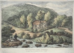 Vistas en Cornualles: Vista en el Río Camel, Cornualles de Thomas Rowlandson