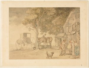 Abrevando caballos de Thomas Rowlandson