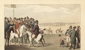 Joven caballero inglés apostando en el hipódromo de Newmarket