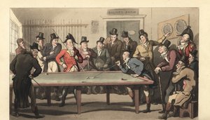 Jóvenes caballeros ingleses jugando al billar de Thomas Rowlandson