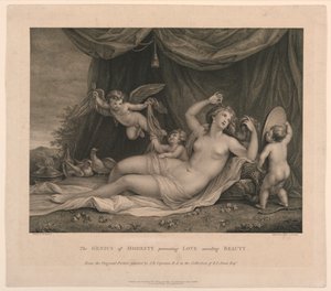 El genio de la modestia impidiendo que el amor desvele la belleza