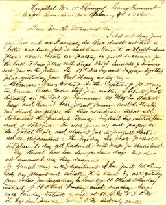 Carta firmada por T.S. Hawley, Hospital 11ª Infantería de Missouri, Campamento Fremont, Cape Girardeau, a la familia, 9 de febrero de 1862 de Thomas S. Hawley
