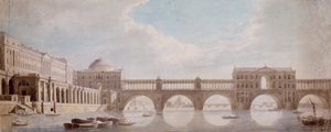 Diseño propuesto para un puente sobre el río Támesis en Somerset House de Thomas Sandby