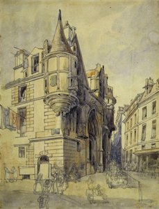 Hotel de Sens, rue du Figuier, c.1833 (lápiz y acuarela) de Thomas Shotter Boys