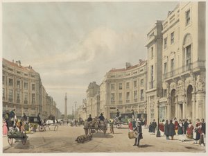 Londres tal como es: Regent Street, mirando hacia la Columna del Duque de York de Thomas Shotter Boys
