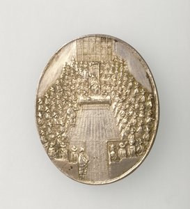 Medalla de Dunbar que representa la Casa del Parlamento 1650 (reverso)