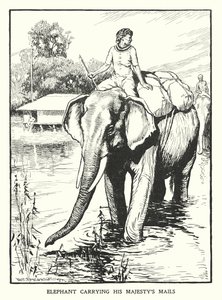 Elefante cargando el correo de Su Majestad (litografía) de Thomas Somerfield
