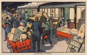 The Irish Mail at Euston (litografía en color) de Thomas Somerfield