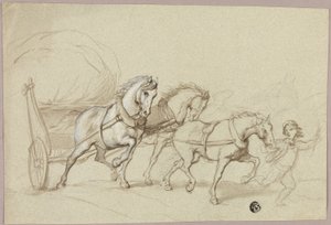 Niño Guiando Tres Caballos y Carro de Thomas Stothard