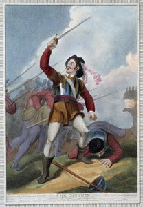 El soldado. en “Las 7 edades del hombre” por Shakespeare, ilustrado por W. Broniley, Londres de Thomas Stothard