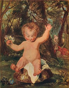 Puck, de un dibujo en acuarela de Stoddart, después de Reynolds, 1789, 1903 de Thomas Stothard