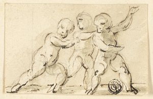 Tres putti jugando de Thomas Stothard