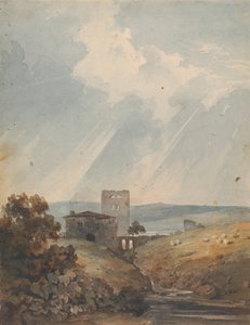 Paisaje con castillo, colinas y montañas de Thomas Sully
