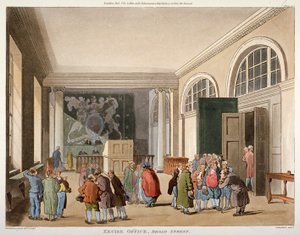 Interior de la Oficina de Impuestos, Old Broad Street, Ciudad de Londres, 1810