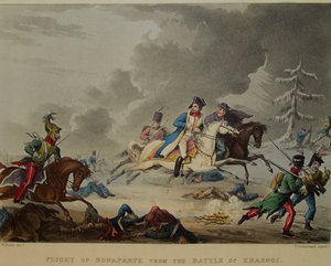 La huida de Bonaparte de la batalla de Krasnoi, 1815