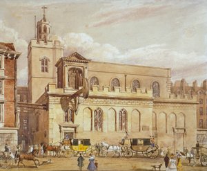Iglesia de St Dunstan en el Oeste, Fleet Street, Ciudad de Londres, 1827 de Thomas Talbot Bury