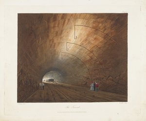 El túnel. De Vistas Coloreadas en el Ferrocarril de Liverpool y Manchester, 1831
