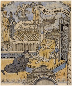 El mural redescubierto en el Palacio de Justicia de Bizancio; Simplicissimus V/34 de Thomas Theodor Heine