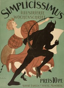 Portada de "Simplicissimus Illustrierte Wochenschrift", pub. 1896 (litografía en color) de Thomas Theodor Heine